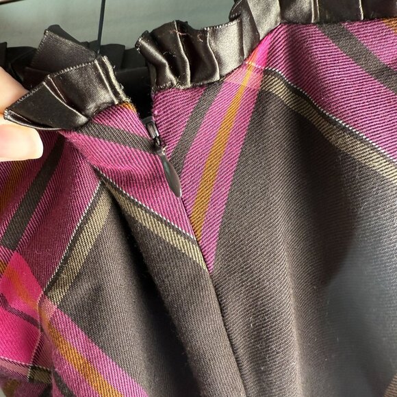 Diane Von Furstenburg Asia Strapless Dress Plaid Pink Brown 4 Whimsygoth Fairy - Picture 6 of 11